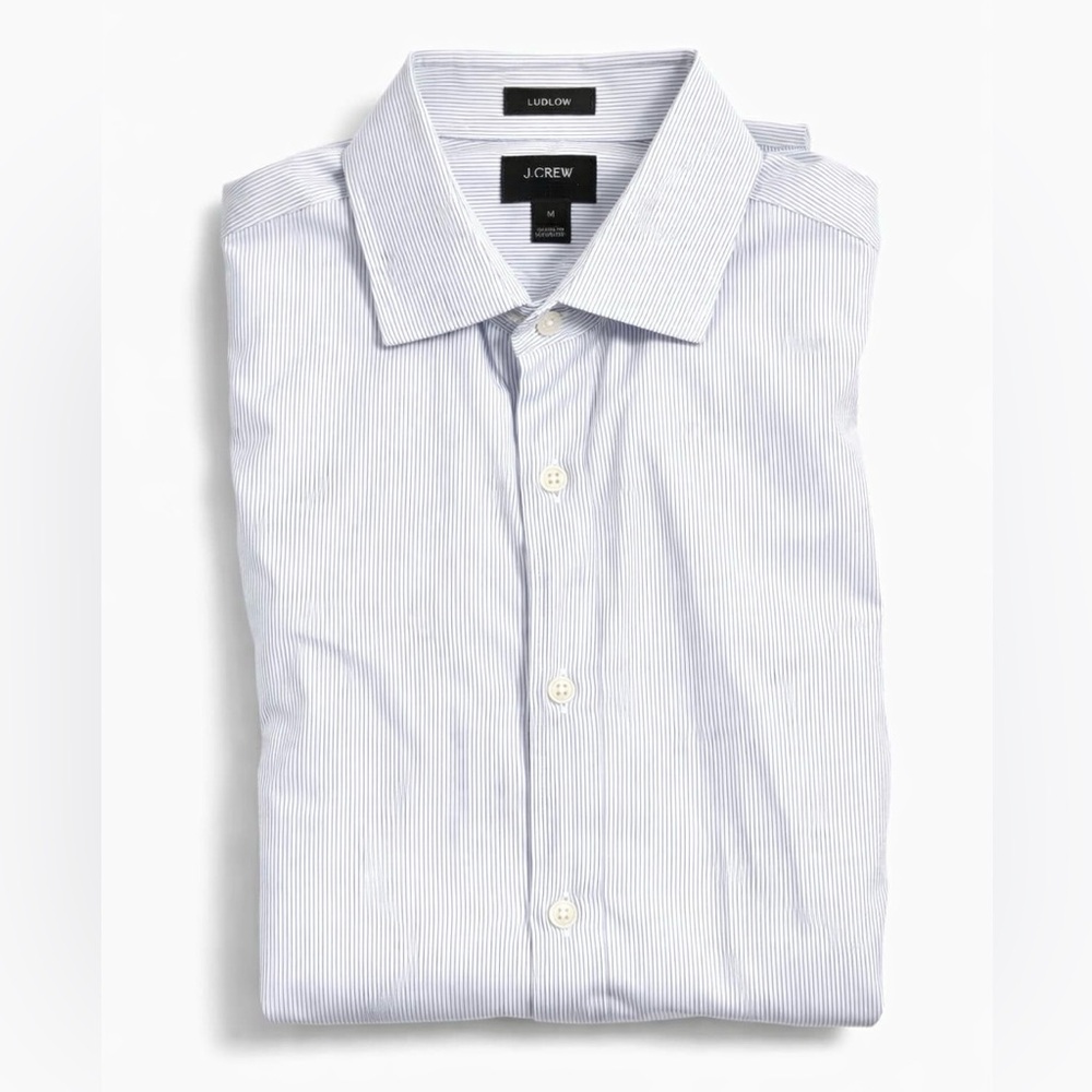 J.Crew Ludlow Dress Shirt Blue Stripe 120s 2-Ply Cotton Men’s Medium